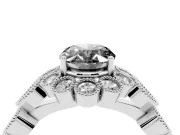 Oval Scalloped Halo Engagement Ring Setting for a Black Center | Heart Pavé Band | White Gold