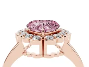 Heart-Shaped Scalloped Cluster Halo Engagement Ring Setting for a Fancy Pink Lab-Grown Diamond | Plain Band | Rose Gold
