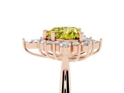 Fancy Yellow Heart Cut Diamond Cluster Halo Ring Set in Rose gold with Marquise and Round Accents