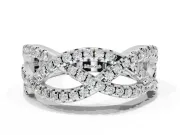 Round Lab-Grown Diamond Braided Pavé Wedding Band | Open Braid | White Gold