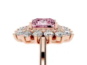 Princess Cut Floral Double Halo Engagement Ring Setting for a Fancy Pink Lab-Grown Diamond | Plain Band | Rose Gold