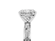 Radiant Cut Diamond Solitaire Ring Set in Silver with Channel-Set Baguette Band and Prong Setting