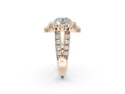 Round Double Halo Split Shank Engagement Ring Setting | Multi-Row Pavé | Rose Gold