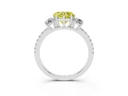 Fancy Yellow Heart Cut Diamond Three-Stone Ring Set in Silver with Pavé Band and Graduated Sides