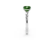 Fancy Green Princess Cut Diamond Cluster Solitaire Ring Set in Silver with Prong Setting