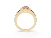 Marquise Pave Halo Engagement Ring Setting for a Fancy Pink Lab-Grown Diamond | Pave Band | Yellow Gold
