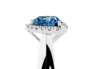 Heart-Shaped Halo Engagement Ring Setting for a Fancy Blue Lab-Grown Diamond | Square Profile Band | White Gold