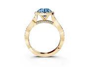 Round Twist Halo Engagement Ring Setting for a Fancy Blue Lab-Grown Diamond | Yellow Gold