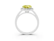 Fancy Yellow Round Cut Diamond Halo Ring Set in White gold with Solitaire Band and Prong Setting