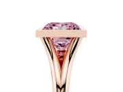 Fancy Pink Bezel Set Princess Cut Diamond Solitaire Ring Set in Rose gold with Tapered Band