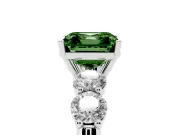 Asscher Cut Five Stone Engagement Ring Setting for a Fancy Green Lab-Grown Diamond | Prong Set Side Stones | Platinum