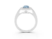 Fancy Blue Pear Cut Diamond Halo Pavé Engagement Ring Set in Silver with Bezel Setting