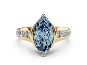 Marquise Half Bezel Engagement Ring Setting for a Fancy Blue Lab-Grown Diamond | Yellow Gold