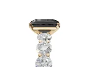 Emerald Cut Side Stone Engagement Ring Setting for a Black Center | Yellow Gold