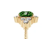Cushion Cut Cluster Engagement Ring Setting for a Fancy Green Lab-Grown Diamond | Yellow Gold