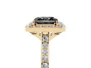 Asscher Cut Pavé Halo Engagement Ring Setting for a Black Center | Yellow Gold