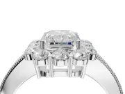 Radiant Cut Vintage Halo Engagement Ring Setting | Milgrain Channel Band | White Gold