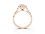 Emerald Cut Halo Engagement Ring Setting | Tapered Band | Rose Gold