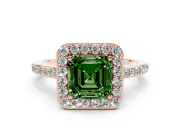 Asscher Cut Halo Engagement Ring Setting for a Fancy Green Lab-Grown Diamond | Rose Gold - Design NV-24729