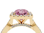 Radiant Cut Twist Halo Engagement Ring Setting for a Fancy Pink Lab-Grown Diamond | Yellow Gold