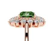 Princess Cut Floral Double Halo Engagement Ring Setting for a Fancy Green Lab-Grown Diamond | Plain Band | Rose Gold