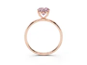 Fancy Pink Oval Cut Diamond Solitaire Engagement Ring Set in Rose gold with Thin Band and Prong Setting