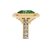 Radiant Cut Vintage Milgrain Halo Engagement Ring Setting for a Fancy Green Lab-Grown Diamond | Bezel Head | Yellow Gold
