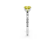 Cushion Cut Pave Solitaire Engagement Ring Setting for a Fancy Yellow Lab-Grown Diamond | Slim Band | Sterling Silver