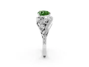 Fancy Green Heart Cut Diamond Halo Ring Set in Platinum with Marquise and Pavé Band in Prong Setting