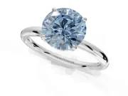 Round Hidden Halo Engagement Ring Setting for a Fancy Blue Lab-Grown Diamond | Platinum