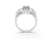 Fancy Pink Oval Cut Diamond Milgrain Halo Ring Set in White gold with Split Shank