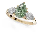 Pear-Shaped 3-Stone Engagement Ring Setting for a Fancy Green Lab-Grown Diamond | Yellow Gold