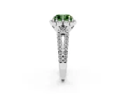 Asscher Cut Floral Halo Engagement Ring Setting for a Fancy Green Lab-Grown Diamond | Pavé Split Shank | Sterling Silver