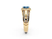 Asscher Cut Halo Engagement Ring Setting for a Fancy Blue Lab-Grown Diamond | Two-Row Pave Split Shank | Yellow Gold