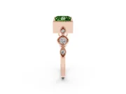 Princess Cut Vintage Milgrain Engagement Ring Setting for a Fancy Green Lab-Grown Diamond | Rose Gold