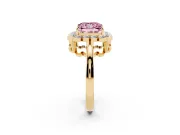 Princess Cut Halo Engagement Ring Setting for a Fancy Pink Lab-Grown Diamond | Yellow Gold - Design NV-24719
