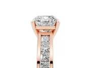 Cushion Cut Channel Set Engagement Ring Setting | Princess Cut Accents | Rose Gold