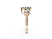 Pear-Shaped Three Stone Engagement Ring Setting for a Fancy Green Lab-Grown Diamond | Tapered Pave Band | Rose Gold
