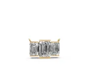 Emerald Cut Lab-Grown Diamond Three-Stone Bar Pendant Necklace | Bar Prong Ends | Yellow Gold
