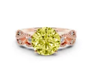 Round Vintage Engagement Ring Setting for a Fancy Yellow Lab-Grown Diamond | Rose Gold