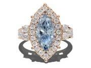 Marquise Halo Engagement Ring Setting for a Fancy Blue Lab-Grown Diamond | Side Clusters | Rose Gold