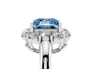 Princess Cut Graduated Milgrain Halo Engagement Ring Setting for a Fancy Blue Lab-Grown Diamond | Sterling Silver