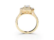 Emerald Cut Halo Split Shank Engagement Ring Setting | Yellow Gold