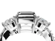 Fancy Black Asscher Cut Lab-Grown Diamond Three-Stone Ring Set in White Gold with Channel-Set Band and Prong Setting