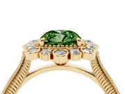 Cushion Cut Scalloped Halo Engagement Ring Setting for a Fancy Green Lab-Grown Diamond | Milgrain Edges | Yellow Gold