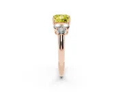 Princess Cut Side Stone Engagement Ring Setting for a Fancy Yellow Lab-Grown Diamond | Rose Gold