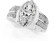 Marquise Half Bezel Engagement Ring Setting | Double Row Channel Band | White Gold