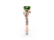 Princess Cut Floral Engagement Ring Setting for a Fancy Green Lab-Grown Diamond | Marquise Side Stones | Rose Gold