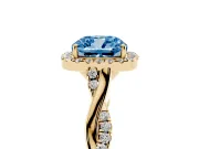Cushion Cut Twist Halo Engagement Ring Setting for a Fancy Blue Lab-Grown Diamond | Yellow Gold