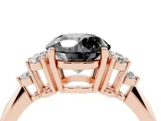Round Cluster Accent Engagement Ring Setting for a Black Center | Plain Band | Rose Gold